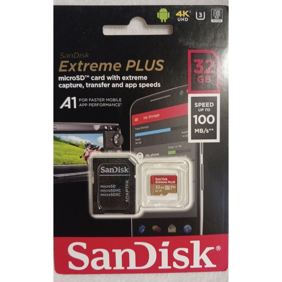SanDisk 32GB microSD Extreme Capture 100MB/s A1 4K U3 memory card w Adapter - Picture 1 of 10